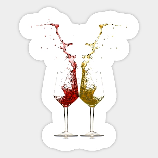 Red and White Wine Splash Sticker by ColorFlowCreations